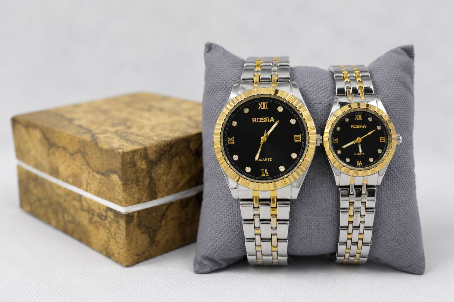 Royal Legacy Couple Watch Silver + Gold with Black Dial