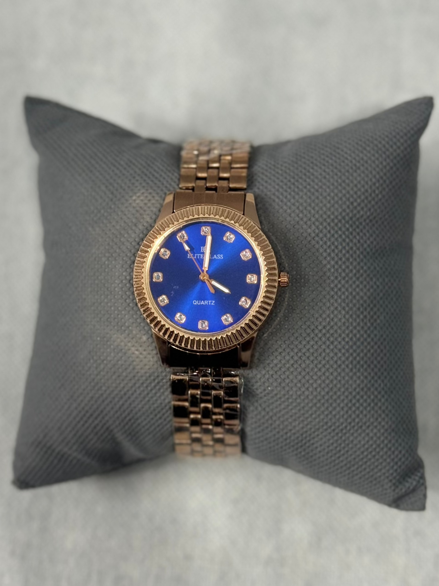 Elite Class Women's Rose Gold Watch – Blue Dial