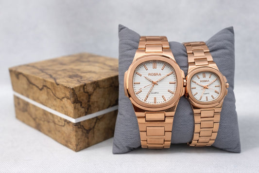 Rosra Rose Gold Signature Couple Watch Set