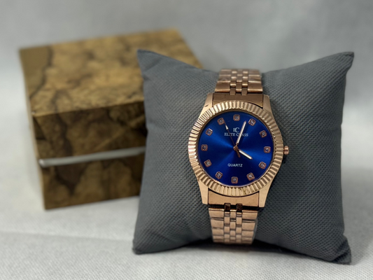 Elite Class Rose Gold Men's Watch – Blue Dial