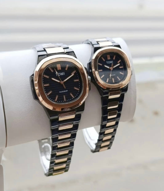TOMI Couple Watch – Black & Rose Gold Edition
